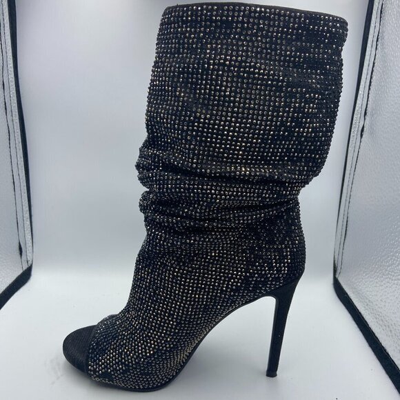 Jessica Simpson Rhinestone Rinnah Calf Booties Open Toes Size 6 - Picture 1 of 6